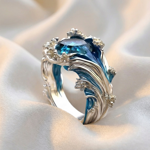 Blue emerald ocean ring